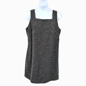 EMMA JAMES BLACK & WHITE BOUCLE SLEEVELESS SQUARE NECK DRESS - 16
